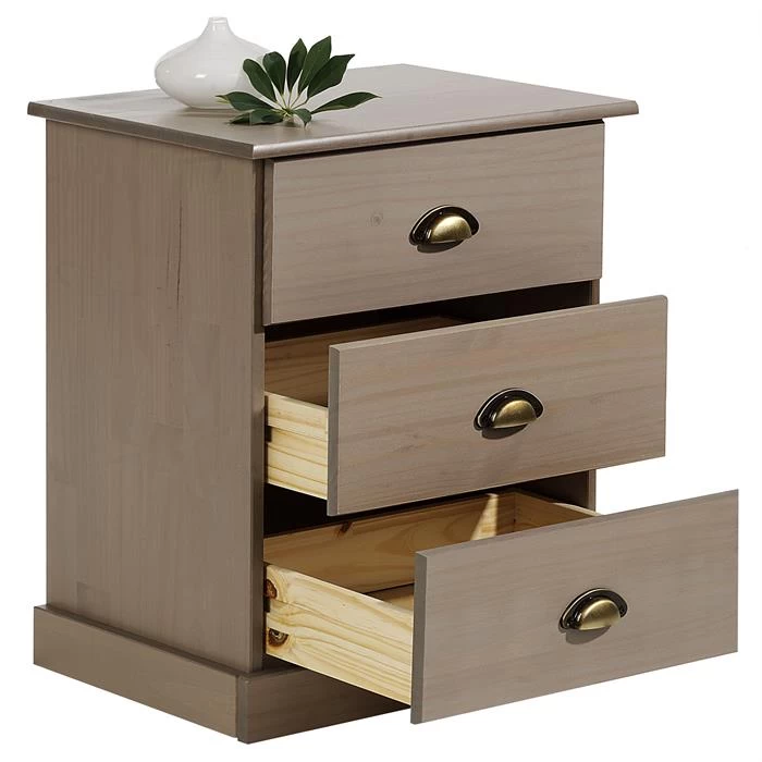 Nachttisch PARIS Mit 3 Schubladen, In Taupe 3 Nachttisch PARIS Mit 3 Schubladen, In Taupe – Bild 3