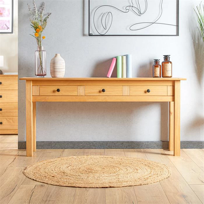 Konsolentisch CANCUN Kiefer Massiv Mit 3 Schubladen 2 Konsolentisch CANCUN Kiefer Massiv Mit 3 Schubladen – Bild 2