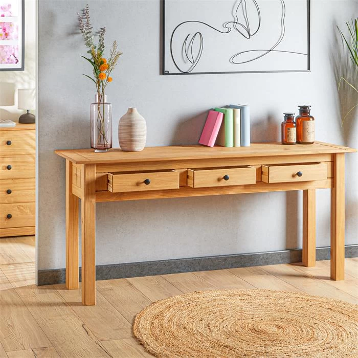 Konsolentisch CANCUN Kiefer Massiv Mit 3 Schubladen 3 Konsolentisch CANCUN Kiefer Massiv Mit 3 Schubladen – Bild 3