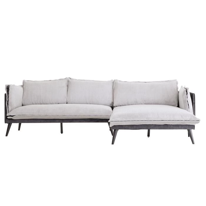 Ecksofa SUBLIMUS Gepolstert, Cord In Hellgrau 2 Ecksofa SUBLIMUS Gepolstert, Cord In Hellgrau – Bild 2