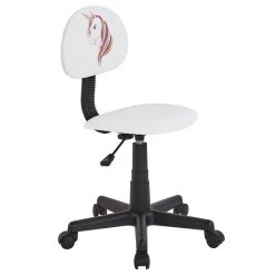 Drehstuhl UNICORN Für Kinder, Höhenverstellbar, Kunstleder In Weiß