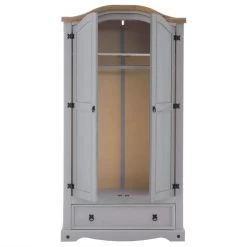 Kleiderschrank RAMON Im Mexiko Stil, Kiefer Massiv, Grau/natur 9 Kleiderschrank RAMON Im Mexiko Stil, Kiefer Massiv, Grau/natur -Möbel Verkauf 93083 3 N