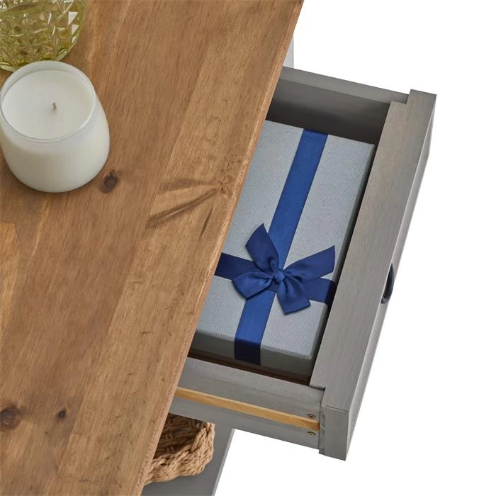 Konsolentisch RAMON Kiefer Massiv Mit 2 Schubladen, Grau/braun 5 Konsolentisch RAMON Kiefer Massiv Mit 2 Schubladen, Grau/braun – Bild 5