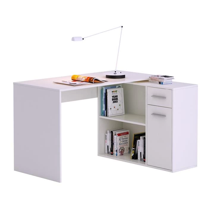 Eckschreibtisch LENA Mit Regal In Weiß 1 Eckschreibtisch LENA Mit Regal In Weiß