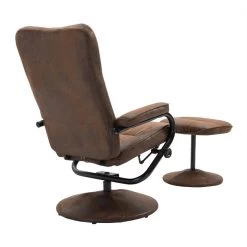 Relaxsessel DAKOTA Mit Hocker Und Stoffbezug Im Wildleder Look / Braun -Möbel Verkauf 93873 3