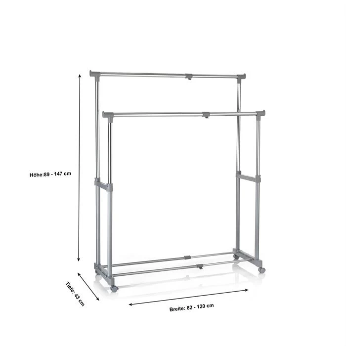 Garderobenwagen CASA In Grau, 2 Kleiderstangen 4 Garderobenwagen CASA In Grau, 2 Kleiderstangen – Bild 4