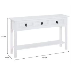 Konsolentisch RURAL Kiefer Massiv Weiß, Mit 3 Schubladen, Mexico Möbel -Möbel Verkauf 93954 7 N