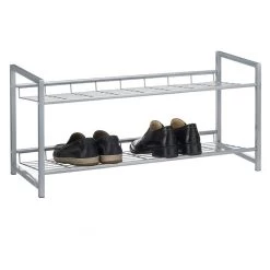 Schuhregal SYSTEM Silber Lackiert, 2 Fächer