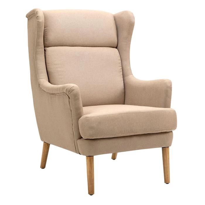 Ohrensessel GRONINGEN In Beige, Stoffbezug 1 Ohrensessel GRONINGEN In Beige, Stoffbezug