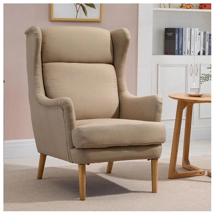 Ohrensessel GRONINGEN In Beige, Stoffbezug 2 Ohrensessel GRONINGEN In Beige, Stoffbezug – Bild 2