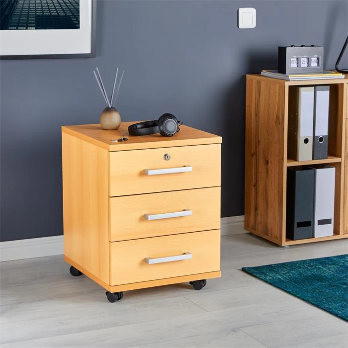 Rollcontainer VANCOUVER In Buchefarben Mit 3 Schubladen 2 Rollcontainer VANCOUVER In Buchefarben Mit 3 Schubladen – Bild 2