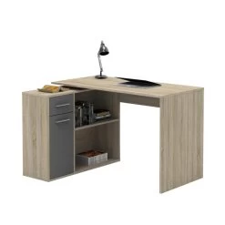 Eckschreibtisch LENA Mit Regal In Sonoma Eiche/grau