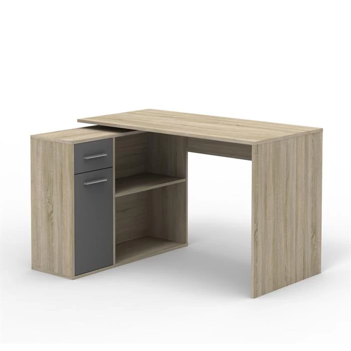 Eckschreibtisch LENA Mit Regal In Sonoma Eiche/grau 2 Eckschreibtisch LENA Mit Regal In Sonoma Eiche/grau – Bild 2