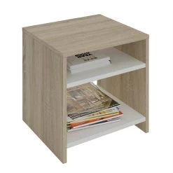 Beistelltisch ALMERIA Sonoma Eiche/weiß Mit 2 Fächern