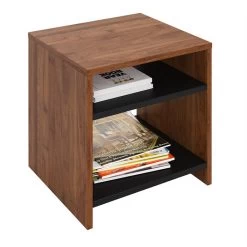 Beistelltisch ALMERIA Nussbaum/schwarz Mit 2 Fächern