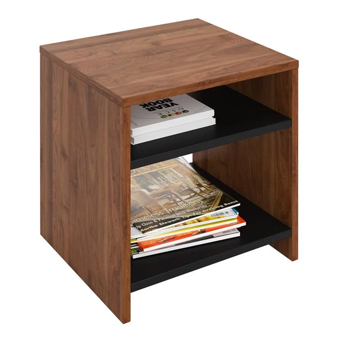 Beistelltisch ALMERIA Nussbaum/schwarz Mit 2 Fächern 1 Beistelltisch ALMERIA Nussbaum/schwarz Mit 2 Fächern