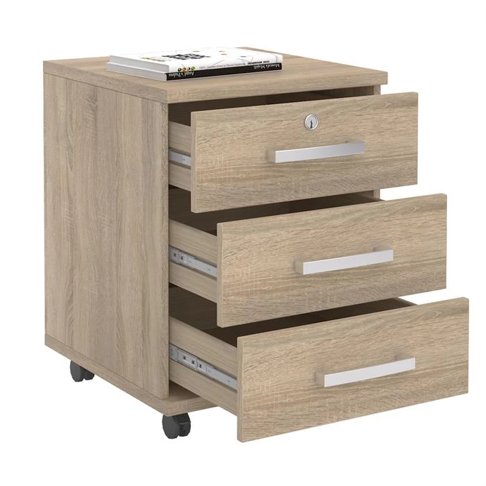 Rollcontainer VANCOUVER In Sonoma Eiche Mit 3 Schubladen 2 Rollcontainer VANCOUVER In Sonoma Eiche Mit 3 Schubladen – Bild 2