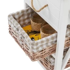 Nachttisch PERUGIA Mit 1 Schublade Und 2 Körben, Weiß -Möbel Verkauf 94099 4 N