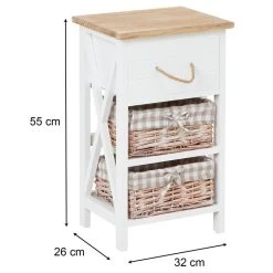 Nachttisch PERUGIA Mit 1 Schublade Und 2 Körben, Weiß -Möbel Verkauf 94099 9 N