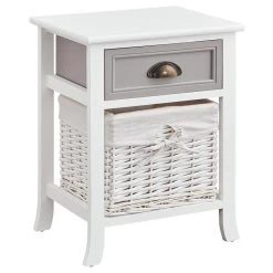 Nachttisch TOSCANA Weiß Mit Schublade