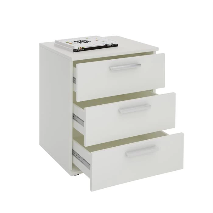 Nachttisch MARIELLA Weiß Mit 3 Schubladen 2 Nachttisch MARIELLA Weiß Mit 3 Schubladen – Bild 2