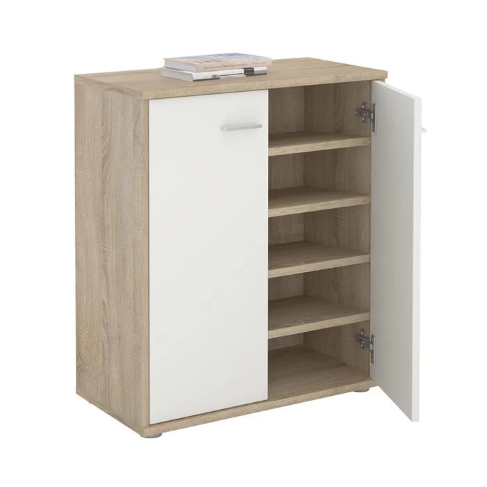 Schuhschrank LENNIS 2 Türen In Sonoma Eiche/weiß 1 Schuhschrank LENNIS 2 Türen In Sonoma Eiche/weiß