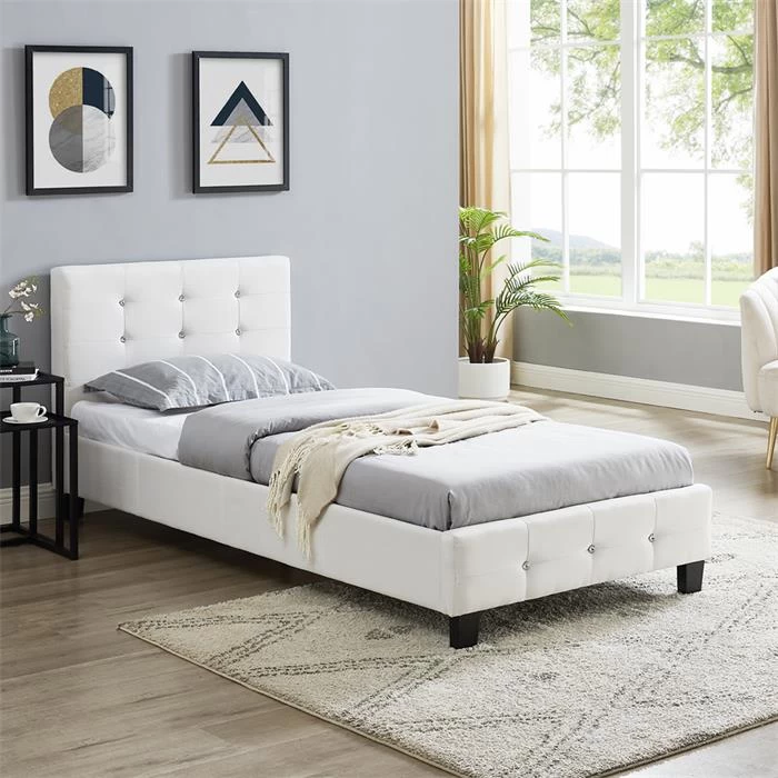 Polsterbett DELAWARE 90x200 Cm, Inkl. Lattenrost In Weiß 2 Polsterbett DELAWARE 90x200 Cm, Inkl. Lattenrost In Weiß – Bild 2