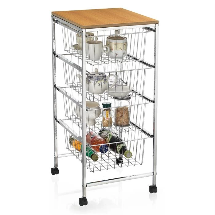 Küchenwagen RONJA Verchromt Mit 4 Körben Auf Rollen 1 Küchenwagen RONJA Verchromt Mit 4 Körben Auf Rollen