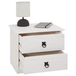 Nachttisch RESIDENCIA Kiefer Massiv Weiß, Mit 2 Schubladen -Möbel Verkauf 94539 2