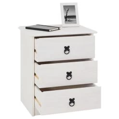 Nachttisch RESIDENCIA, Kiefer Massiv Weiß, Mit 3 Schubladen -Möbel Verkauf 94541 2