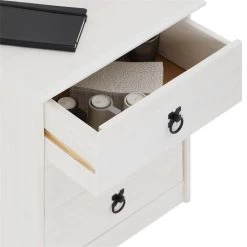 Nachttisch RESIDENCIA, Kiefer Massiv Weiß, Mit 3 Schubladen -Möbel Verkauf 94541 3