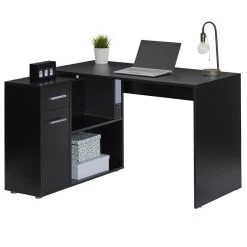 Eckschreibtisch LENA Mit Regal In Schwarz
