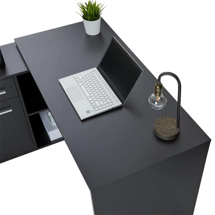 Eckschreibtisch LENA Mit Regal In Schwarz 6 Eckschreibtisch LENA Mit Regal In Schwarz – Bild 6