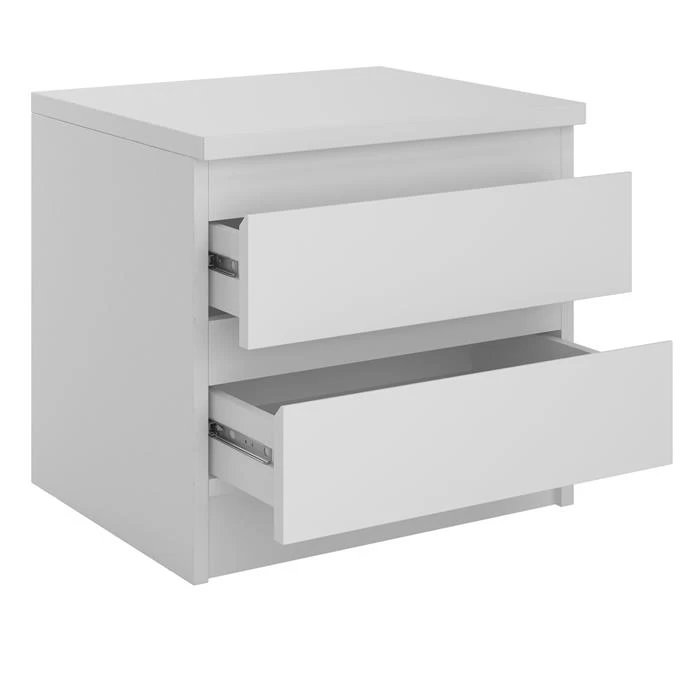 Nachttisch ASTER Mit 2 Schubladen, In Weiß 2 Nachttisch ASTER Mit 2 Schubladen, In Weiß – Bild 2