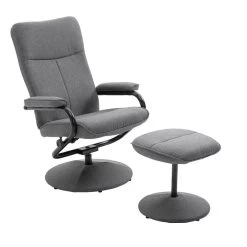 Relaxsessel DAKOTA Mit Hocker Und Stoffbezug In Grau