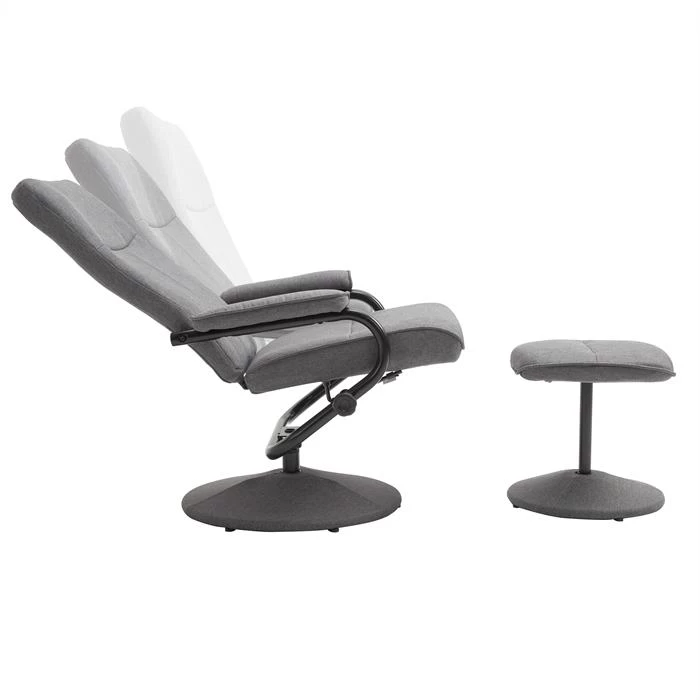 Relaxsessel DAKOTA Mit Hocker Und Stoffbezug In Grau 2 Relaxsessel DAKOTA Mit Hocker Und Stoffbezug In Grau – Bild 2