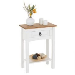 Konsolentisch CAMPO Kiefer Massiv Mit 1 Schublade, Weiß/braun