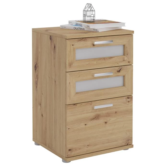 Nachttisch MARIKE In Asteiche Mit 3 Schubladen 1 Nachttisch MARIKE In Asteiche Mit 3 Schubladen