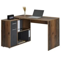 Eckschreibtisch LENA Mit Regal In Old Style/Beton Dunkel