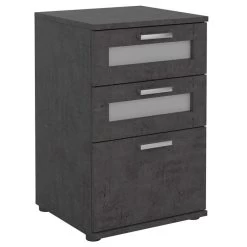 Nachttisch MARIKE In Betonoptik Dunkel Mit 3 Schubladen