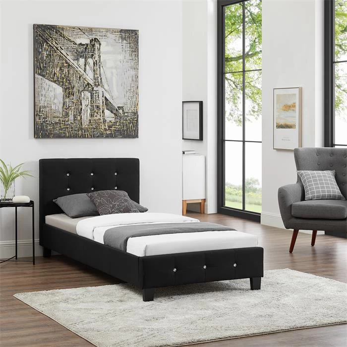 Polsterbett DELAWARE 90x200 Cm, Inkl. Lattenrost In Schwarz 2 Polsterbett DELAWARE 90x200 Cm, Inkl. Lattenrost In Schwarz – Bild 2