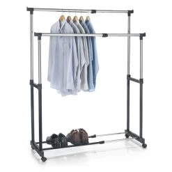 Garderobenwagen CASA In Schwarz, 2 Kleiderstangen