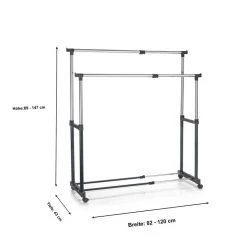Garderobenwagen CASA In Schwarz, 2 Kleiderstangen 7 Garderobenwagen CASA In Schwarz, 2 Kleiderstangen -Möbel Verkauf 95301 3