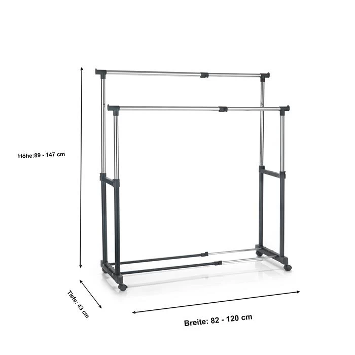 Garderobenwagen CASA In Schwarz, 2 Kleiderstangen 4 Garderobenwagen CASA In Schwarz, 2 Kleiderstangen – Bild 4