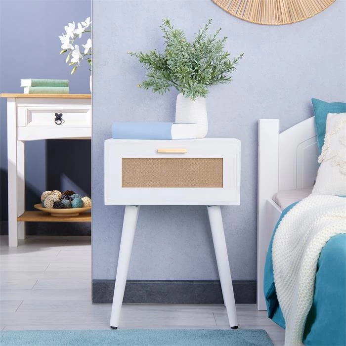 Nachttisch KIRAN Mit 1 Schublade, Holz In Weiß 2 Nachttisch KIRAN Mit 1 Schublade, Holz In Weiß – Bild 2