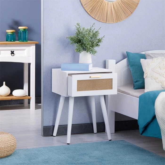 Nachttisch KIRAN Mit 1 Schublade, Holz In Weiß 3 Nachttisch KIRAN Mit 1 Schublade, Holz In Weiß – Bild 3