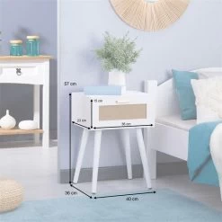 Nachttisch KIRAN Mit 1 Schublade, Holz In Weiß 11 Nachttisch KIRAN Mit 1 Schublade, Holz In Weiß -Möbel Verkauf 95328 AC9