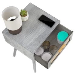 Nachttisch KIRAN Mit 1 Schublade, Holz In Grau -Möbel Verkauf 95330 4