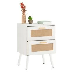 Nachttisch WAMAN Mit 2 Schubladen, Weiß -Möbel Verkauf 95332 2