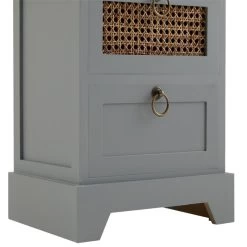 Nachttisch PADMA Mit 2 Schubladen Und Wiener Geflecht, Grau -Möbel Verkauf 95337 5